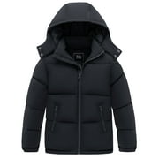 ZSHOW Boy's Recycled Winter Coat Waterproof Thicken Quilted Winter Cotton Jacket Padded Puffer Jacket Dark Gray 8
